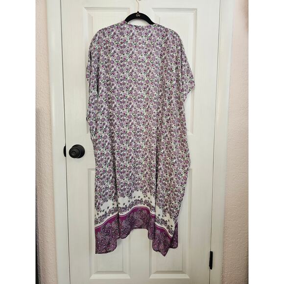 NWT LOFT Purple Floral Kimono Wrap Duster Open Front Size XS/S - Picture 3 of 5